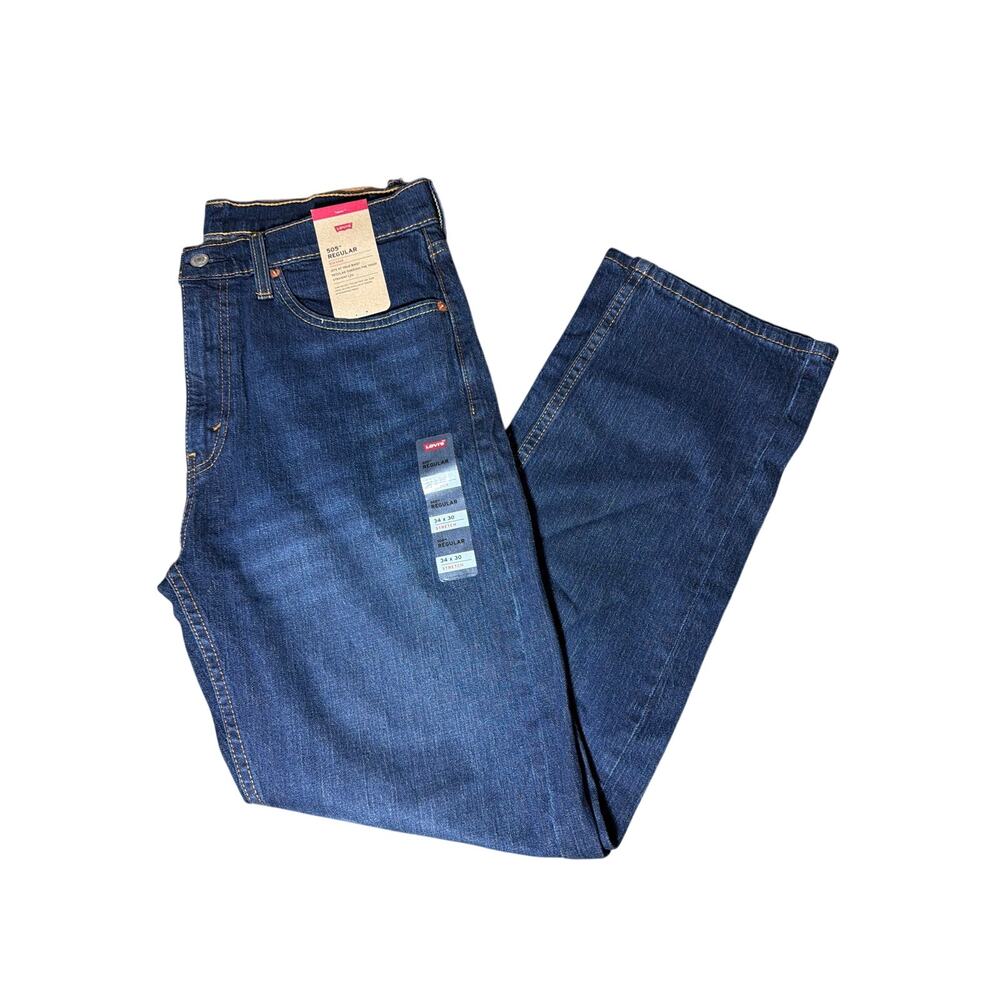 Levi's Men's 505 Jean Regular Fit Straight Leg  Dark Blue New with Tags